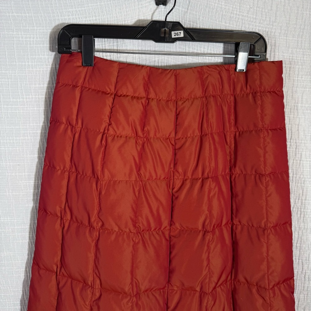Post Card Quilted‎ Puffer Midi Skirt Rust Red Down Fill Size 10 - Picture 4 of 14